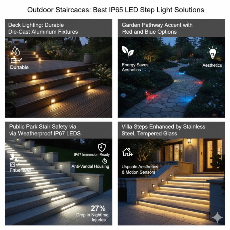 السلالم الخارجية: أفضل حلول إضاءة LED IP65 للمراحل