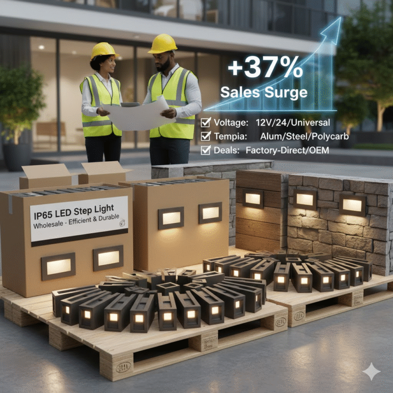 عرض أضواء الخطوة LED IP65 بالجملة مع التعبئة والتغليف والتكامل المعماري، مشيرًا إلى ارتفاع مبيعات 37%. تشمل الميزات خيارات الجهد، وخيارات المواد مثل الألمنيوم والفولاذ المقاوم للصدأ، وعروض مباشرة من المصنع للجملة لمشاريع الإضاءة الخارجية