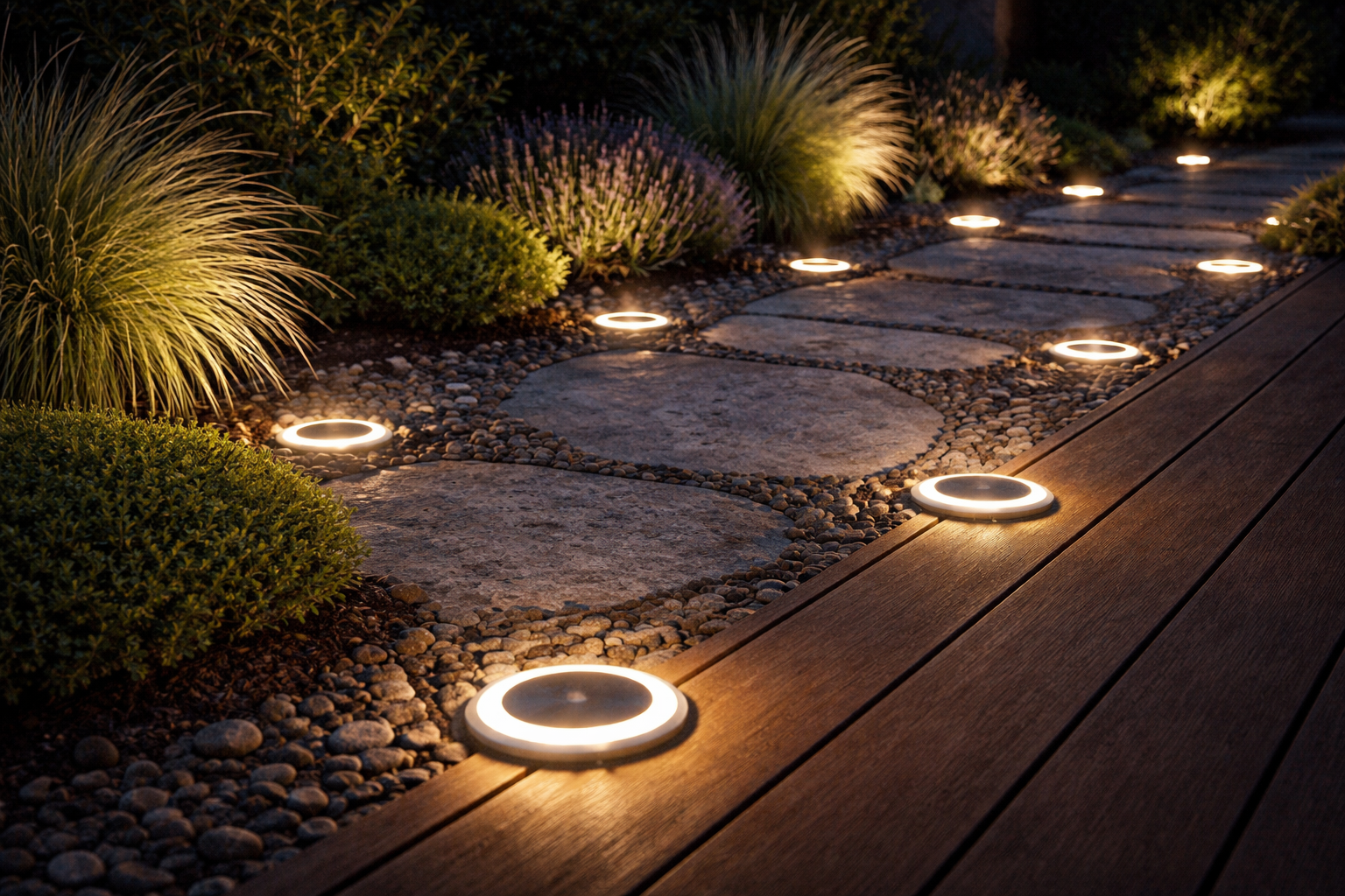Round Flat Solar Ground Lights Bring Color to Your Walkway