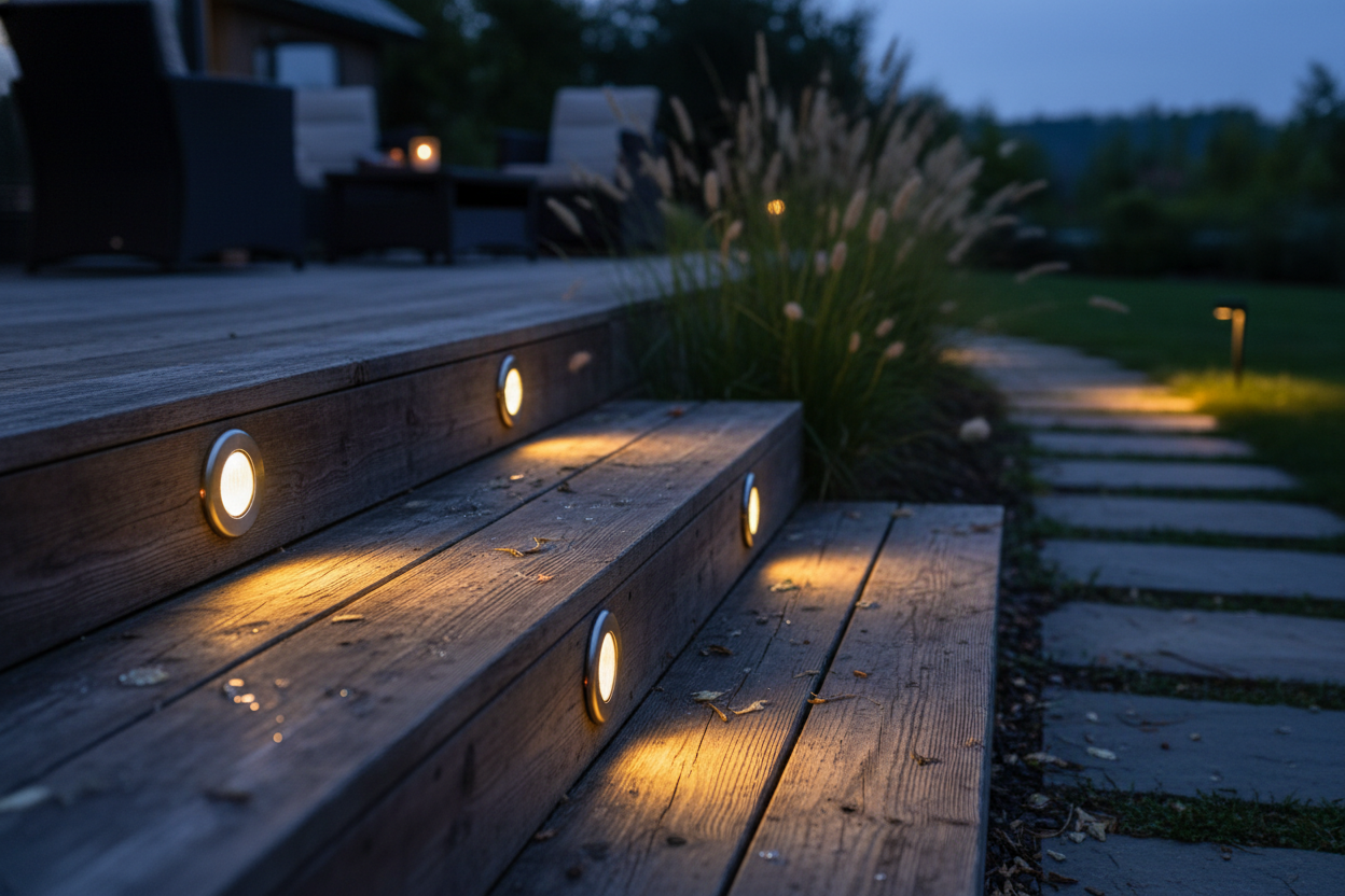 屋外用ソーラー階段ライトの使用後