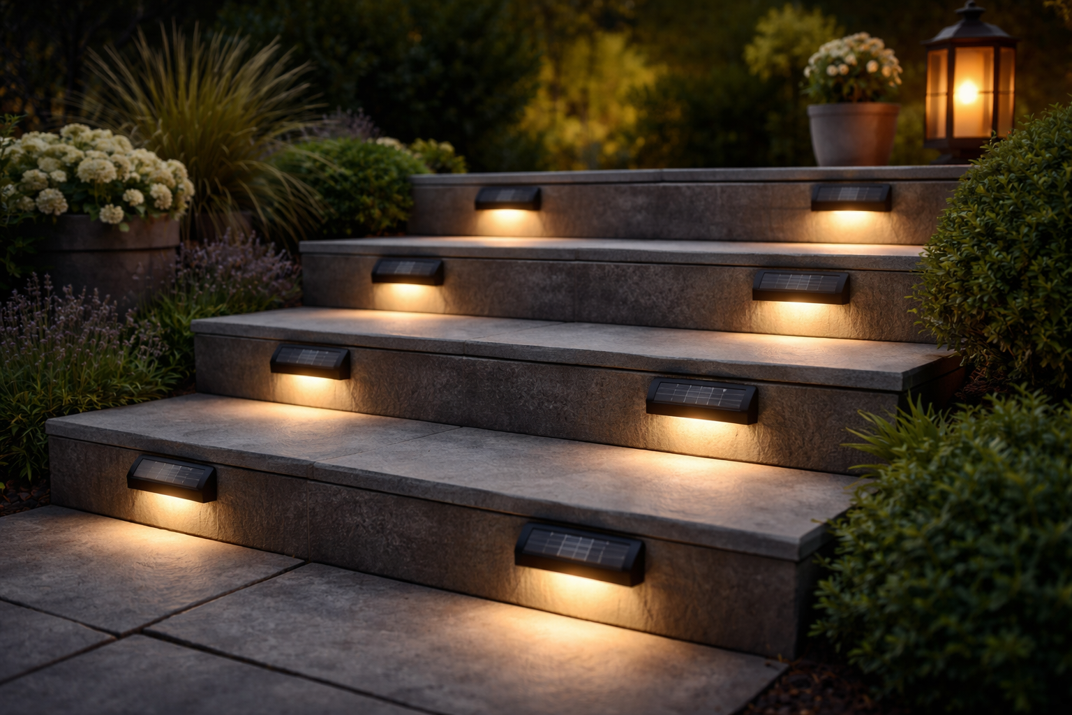 Lumières solaires extérieures pour marches