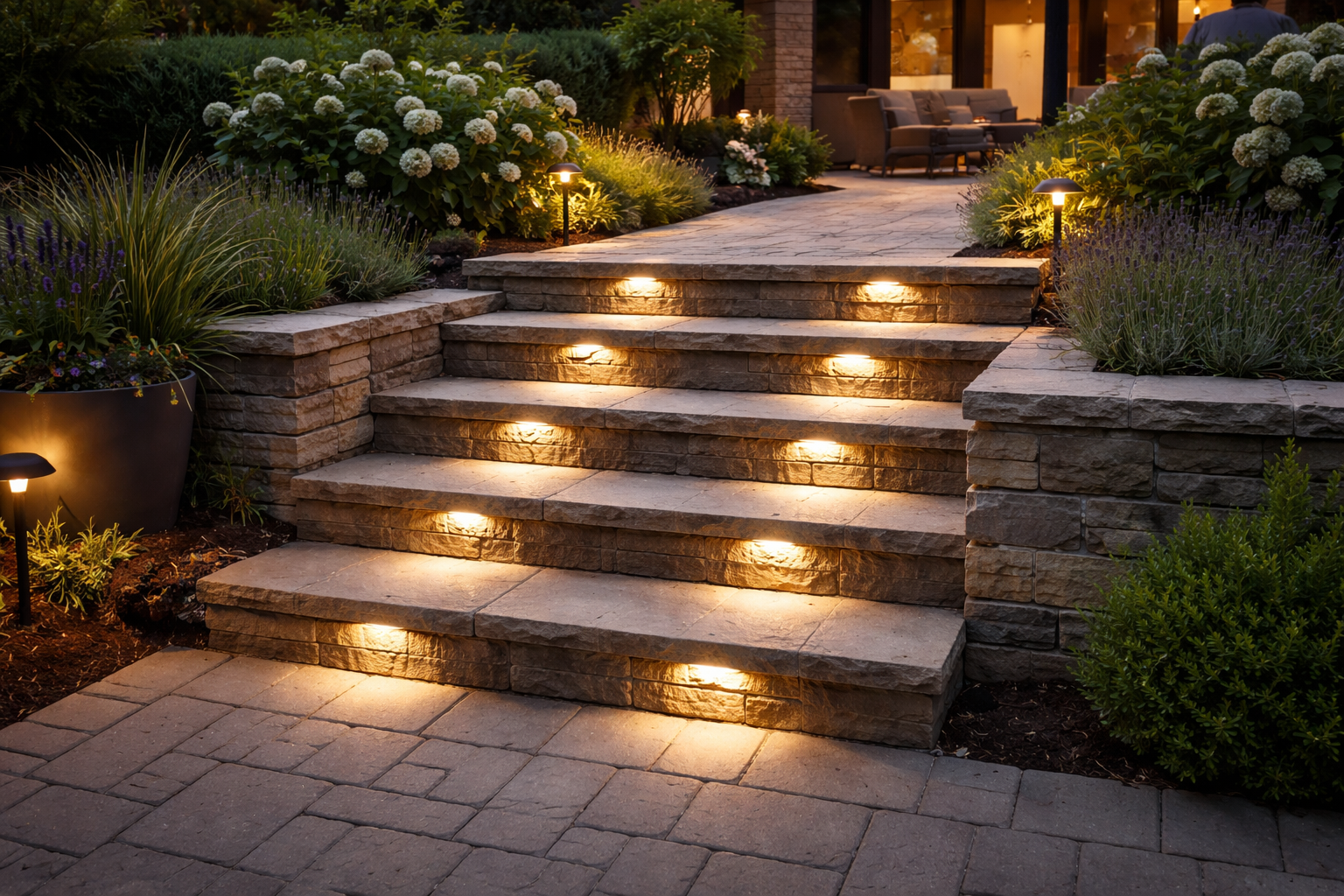 Lumières pour escaliers en pavé