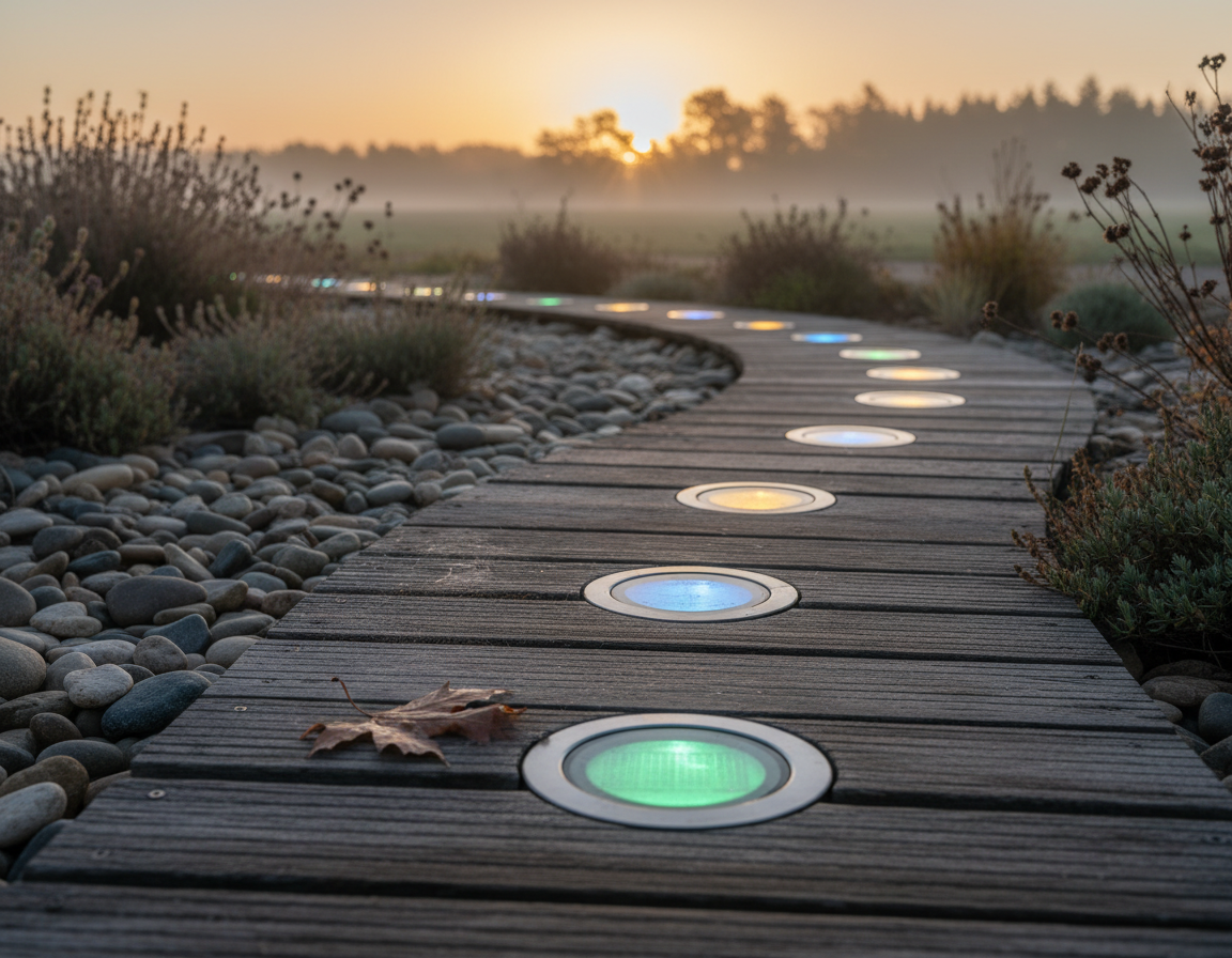 Round Flat Solar Ground Lights Bring Color to Your Walkway