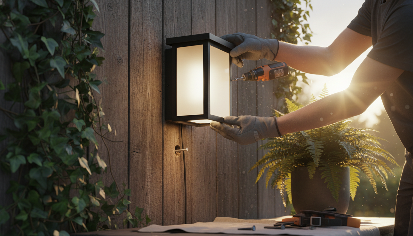 ソーラーポーチライトの取り付け手順