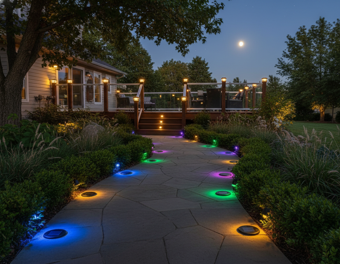 Round Flat Solar Ground Lights Bring Color to Your Walkway