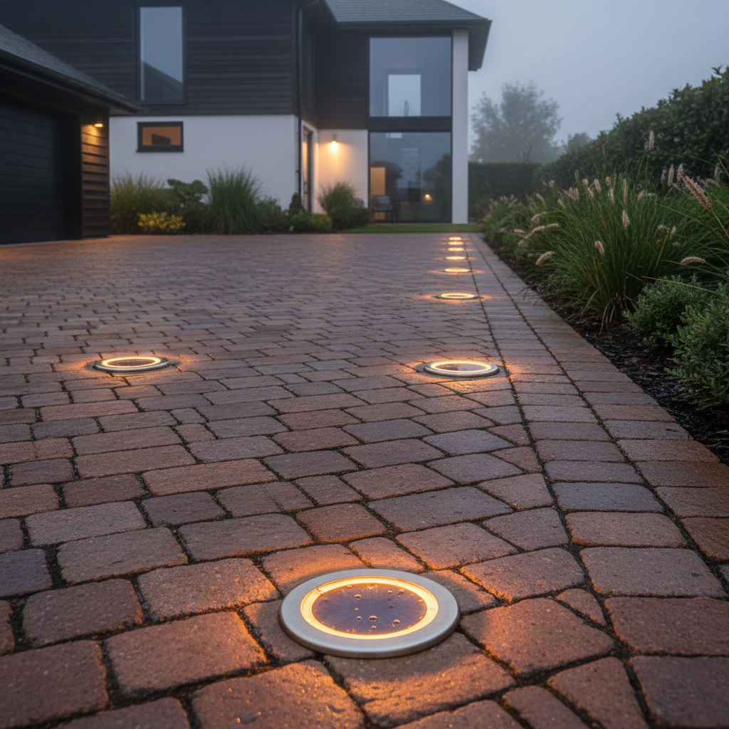 Round Flat Solar Ground Lights for Driveway