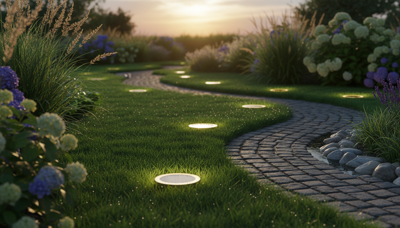 Round Flat Solar Ground Lights for Garden