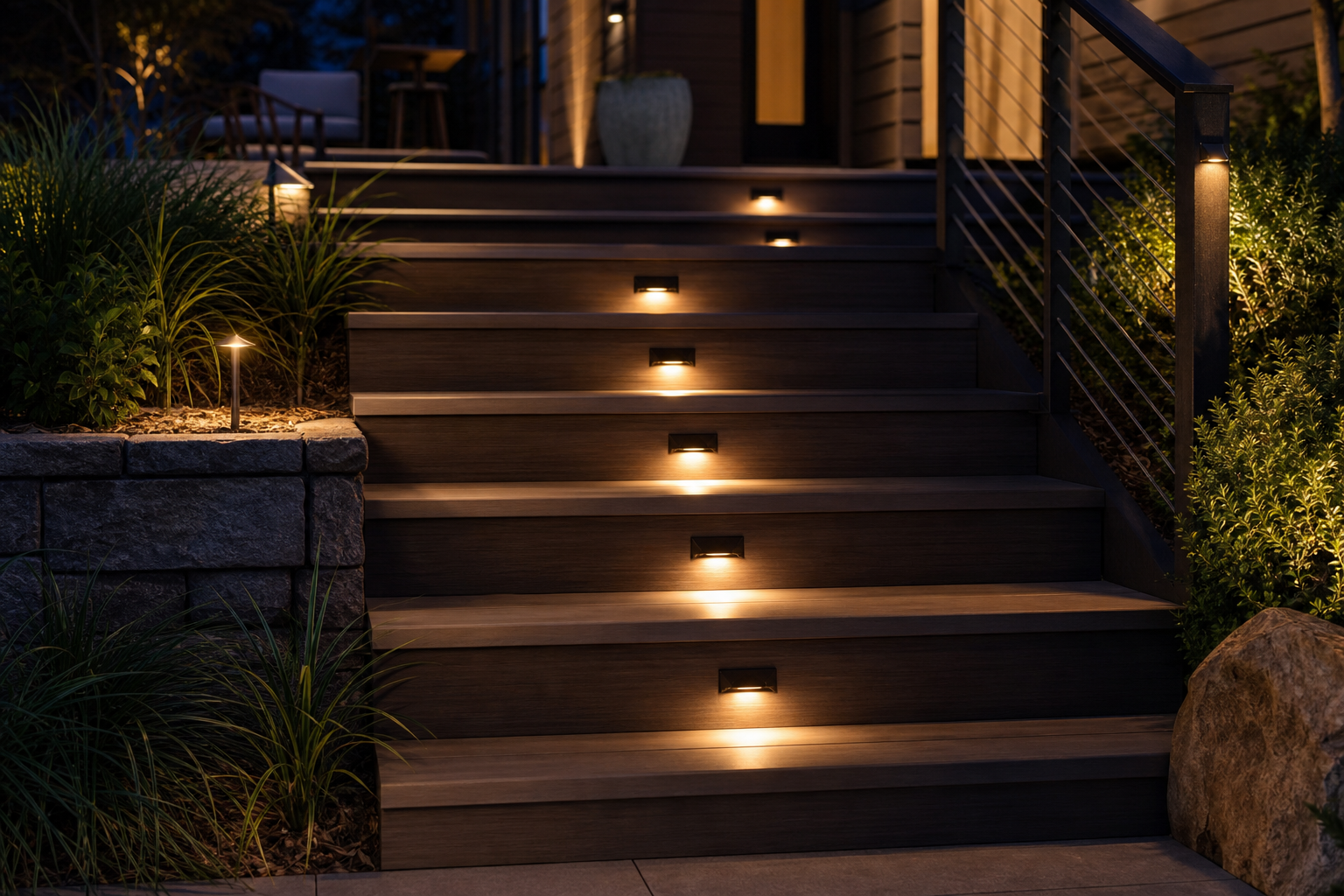 Understanding Outdoor LED Step Light Spacing - stair lighting ideas