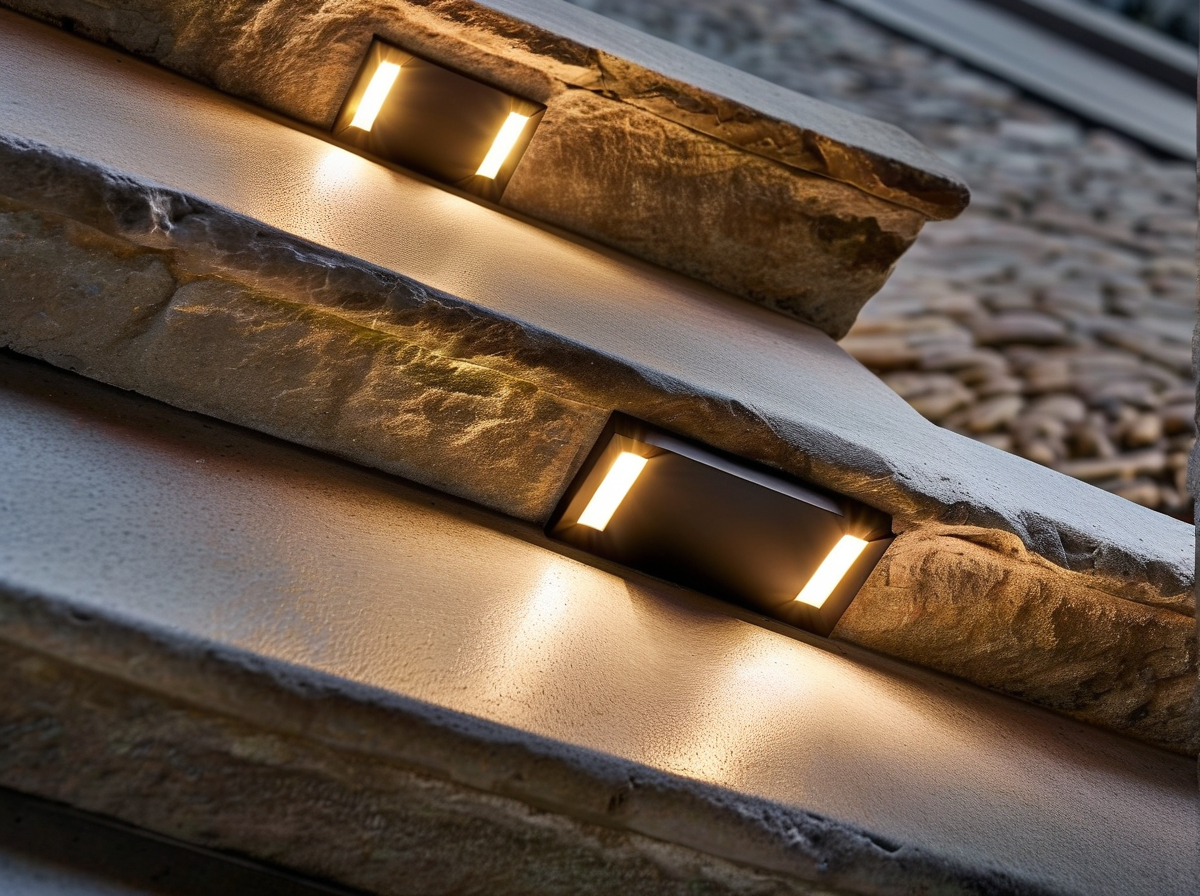 Matte black LED step lights design idea 1