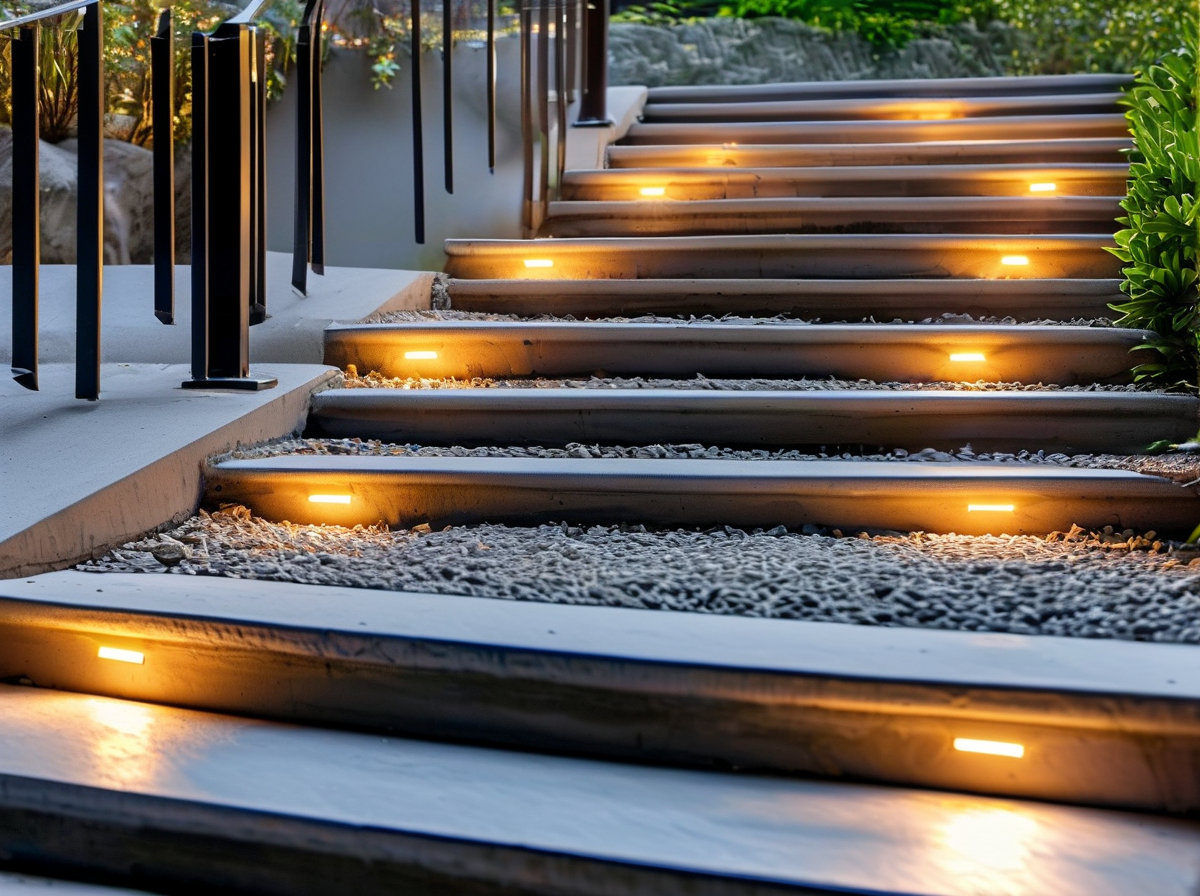 Matte black LED step lights design idea 3