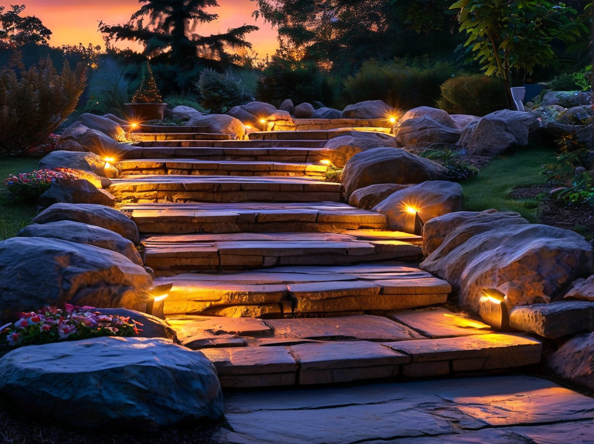 Matte black LED step lights design idea 6