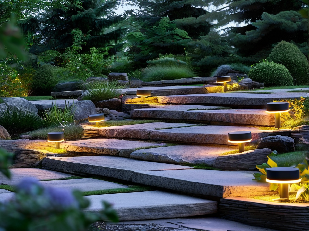 Matte black LED step lights design idea 7