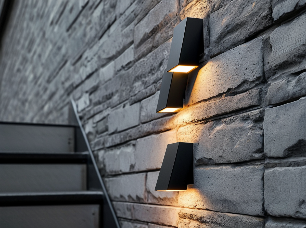 minimalist die-cast aluminum LED step light flush-mounted in a brick wall